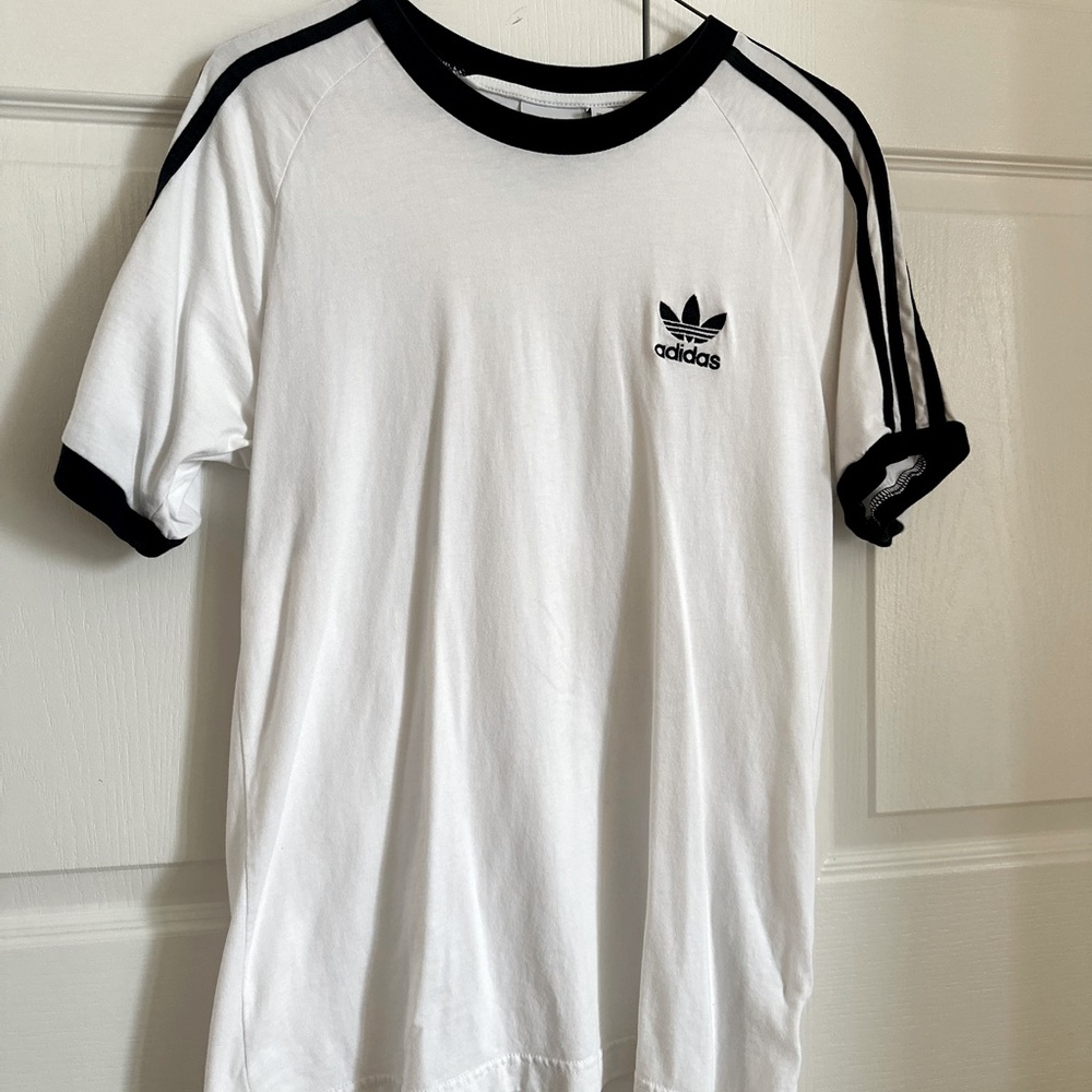 Adidas White 3-Stripes Tee - ONLY WORN ONCE